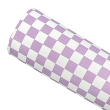 Load image into Gallery viewer, LAVENDER CHECKERBOARD CHIC - Custom Printed Smooth Faux Leather

