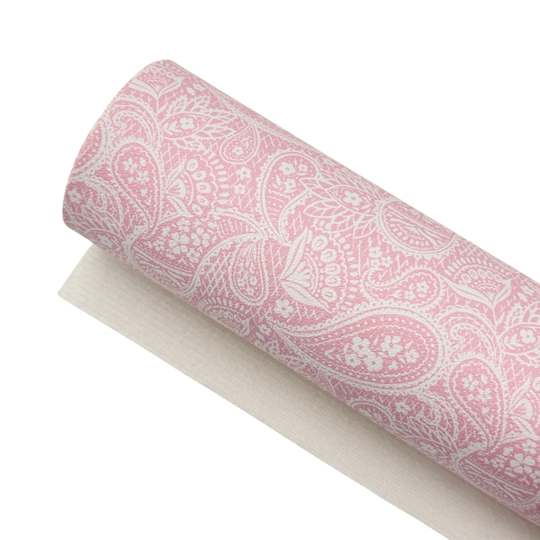 PINK PAISLEY - Custom Printed Smooth Faux Leather