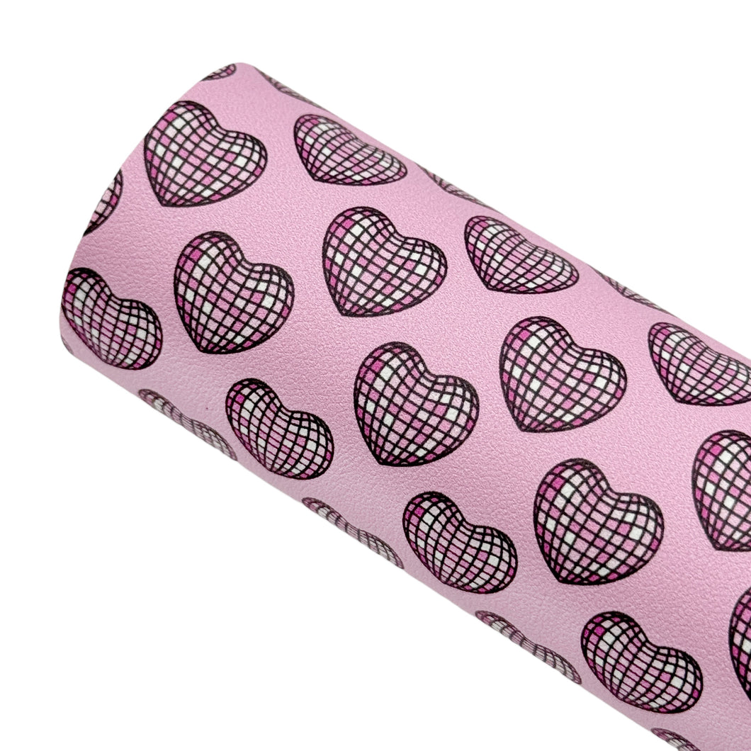 DISCO HEARTS - Custom Printed Smooth Faux Leather