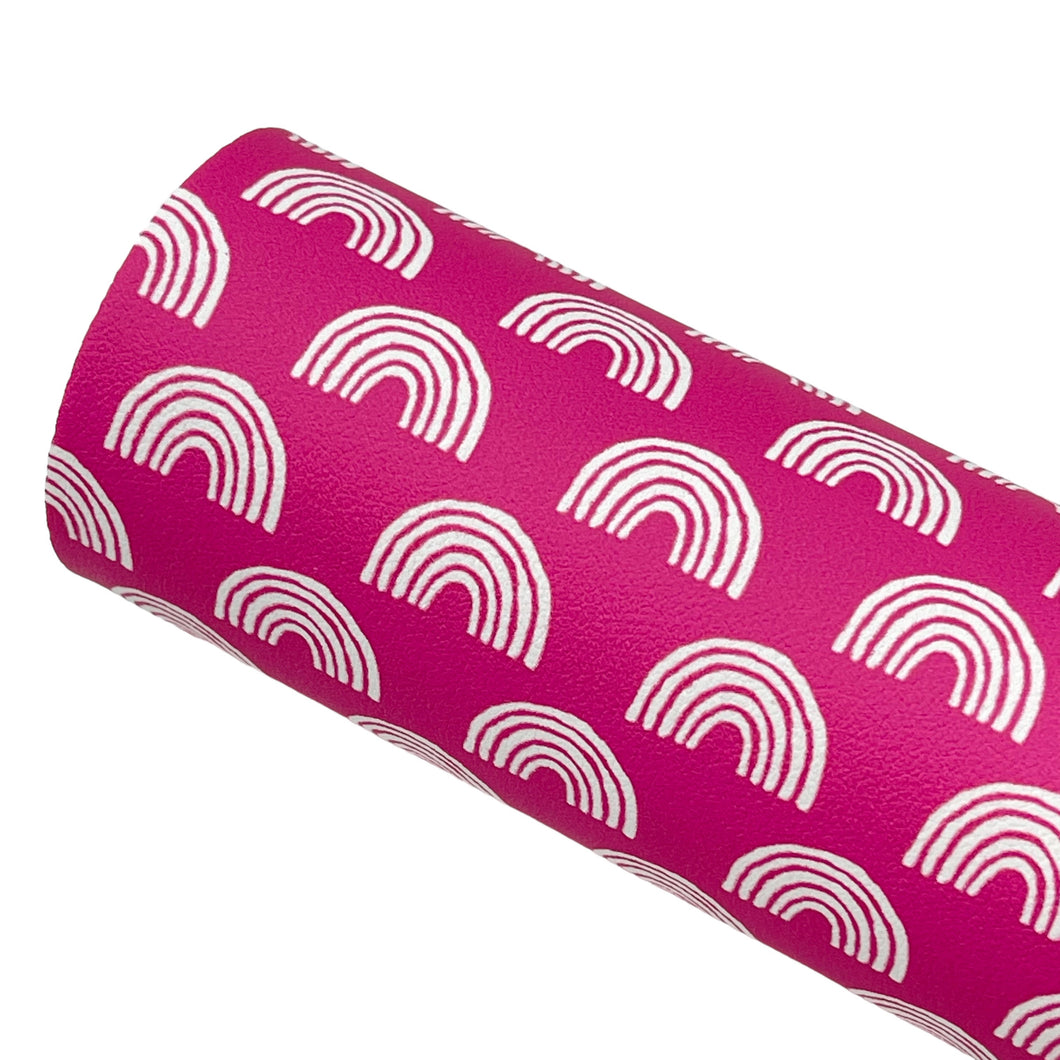 FUCHSIA RAINBOW RHAPSODY - Custom Printed Smooth Faux Leather