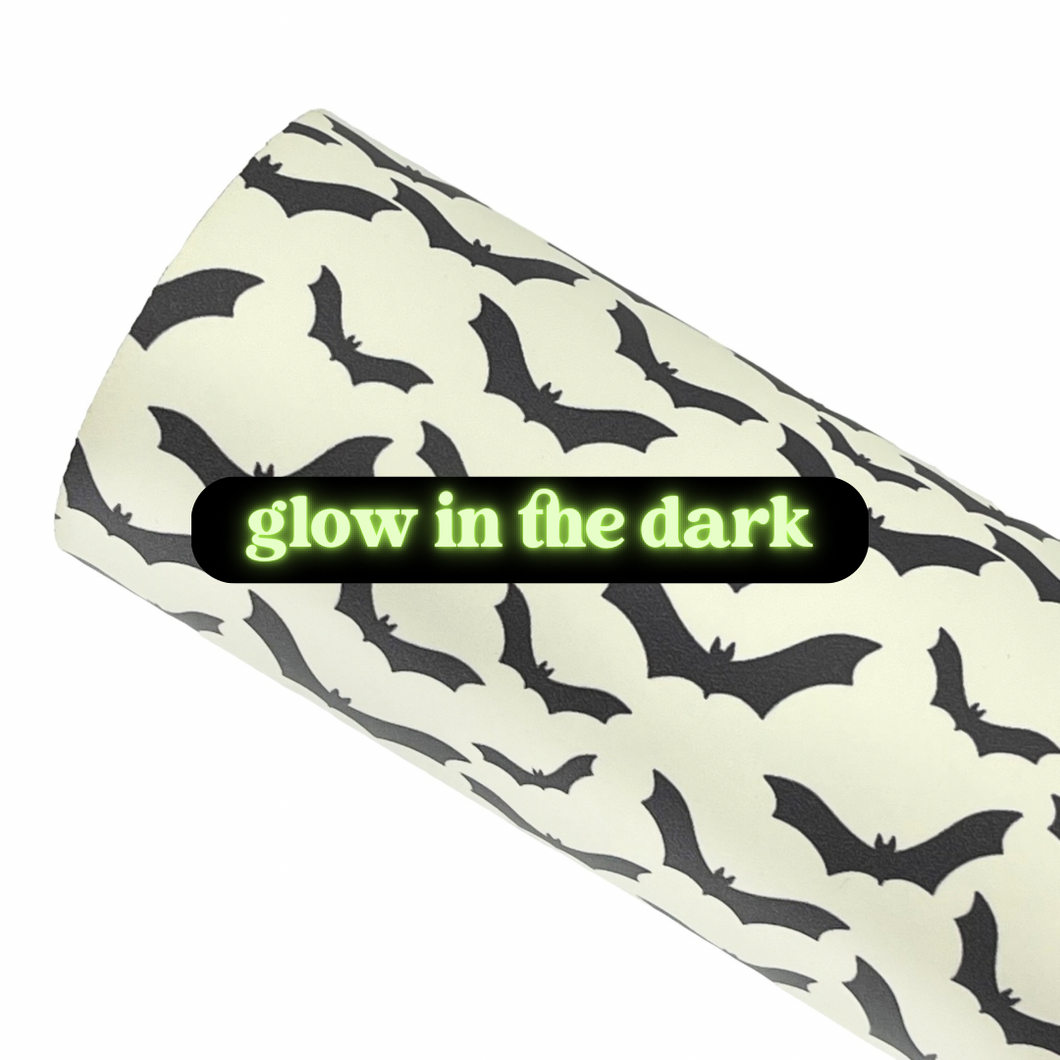 GLOW IN THE DARK BATS - Custom Printed Glow Faux Leather