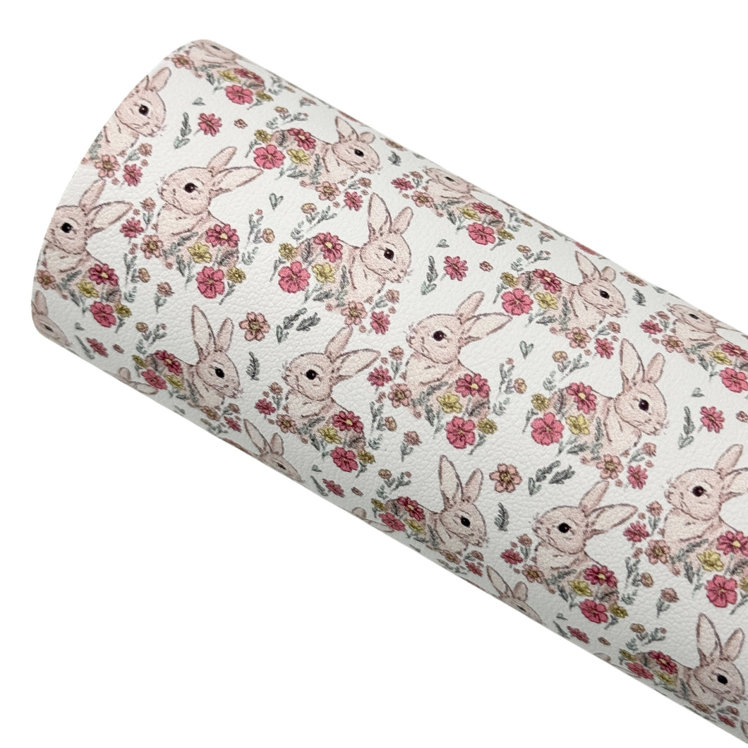 WILDFLOWER BUNNY - Custom Printed Smooth Faux Leather