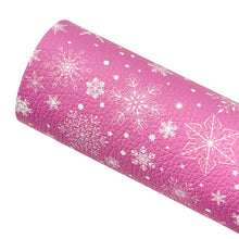 Load image into Gallery viewer, PINK SNOWFLAKES - Custom Printed Faux Leather
