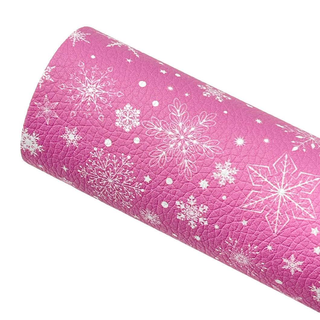 PINK SNOWFLAKES - Custom Printed Faux Leather