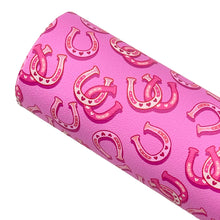 Load image into Gallery viewer, PINK HORSESHOES - Custom Printed Smooth Faux Leather
