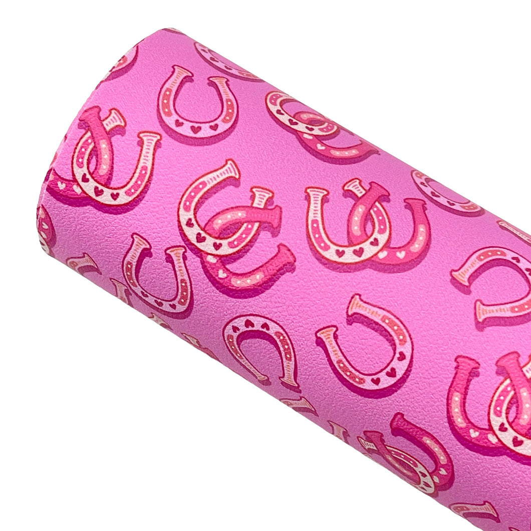 PINK HORSESHOES - Custom Printed Smooth Faux Leather