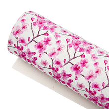 Load image into Gallery viewer, PINK CHERRY BLOSSOMS - Custom Printed Smooth Faux Leather
