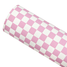 Load image into Gallery viewer, PINK CHECKERBOARD CHIC - Custom Printed Smooth Faux Leather
