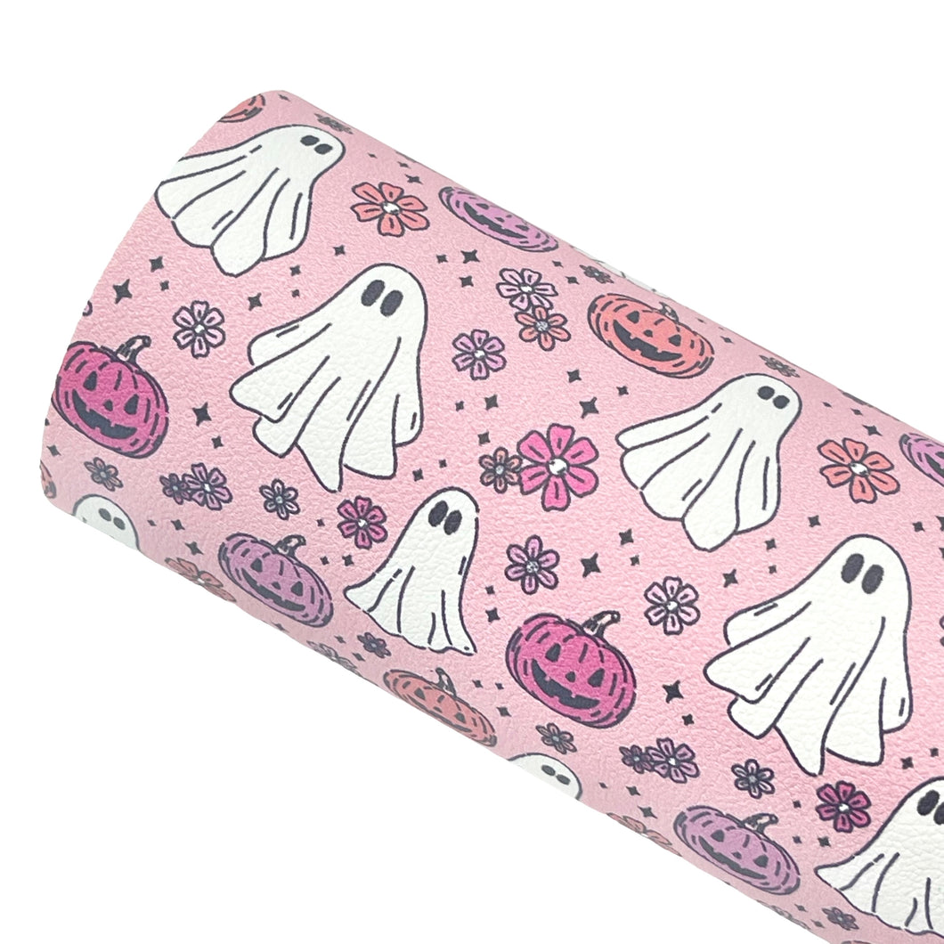 SPOOKY & SWEET GHOSTS - Custom Printed Smooth Faux Leather