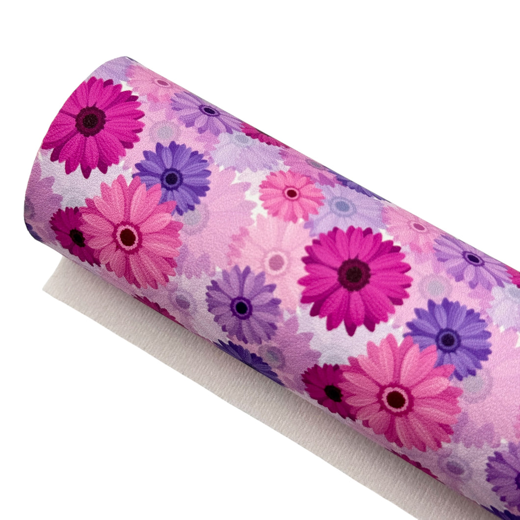 PURPLE DAISIES - Custom Printed Smooth Faux Leather