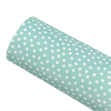 Load image into Gallery viewer, MINT DITSY DOTS - Custom Printed Smooth Faux Leather
