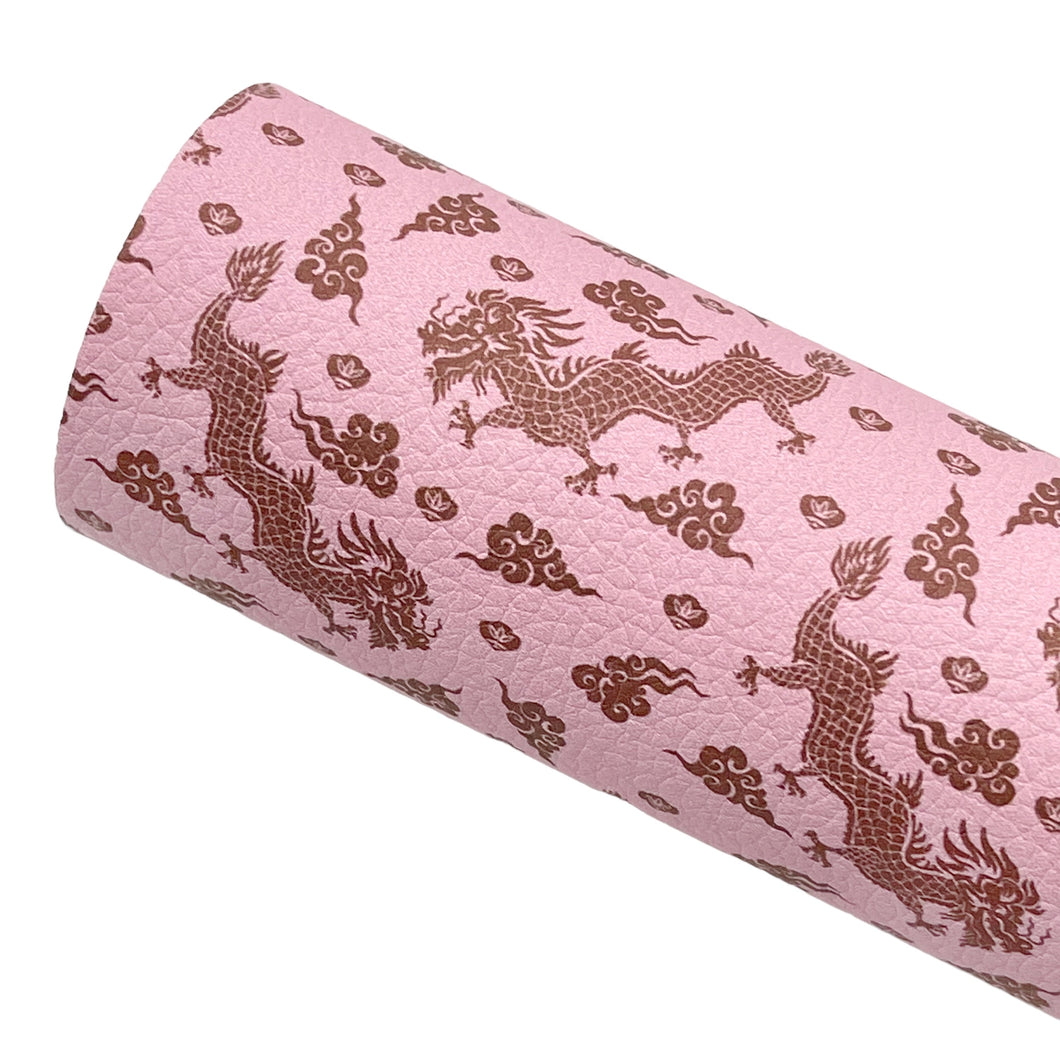 PINK NEW YEAR DRAGON - Custom Printed Faux Leather
