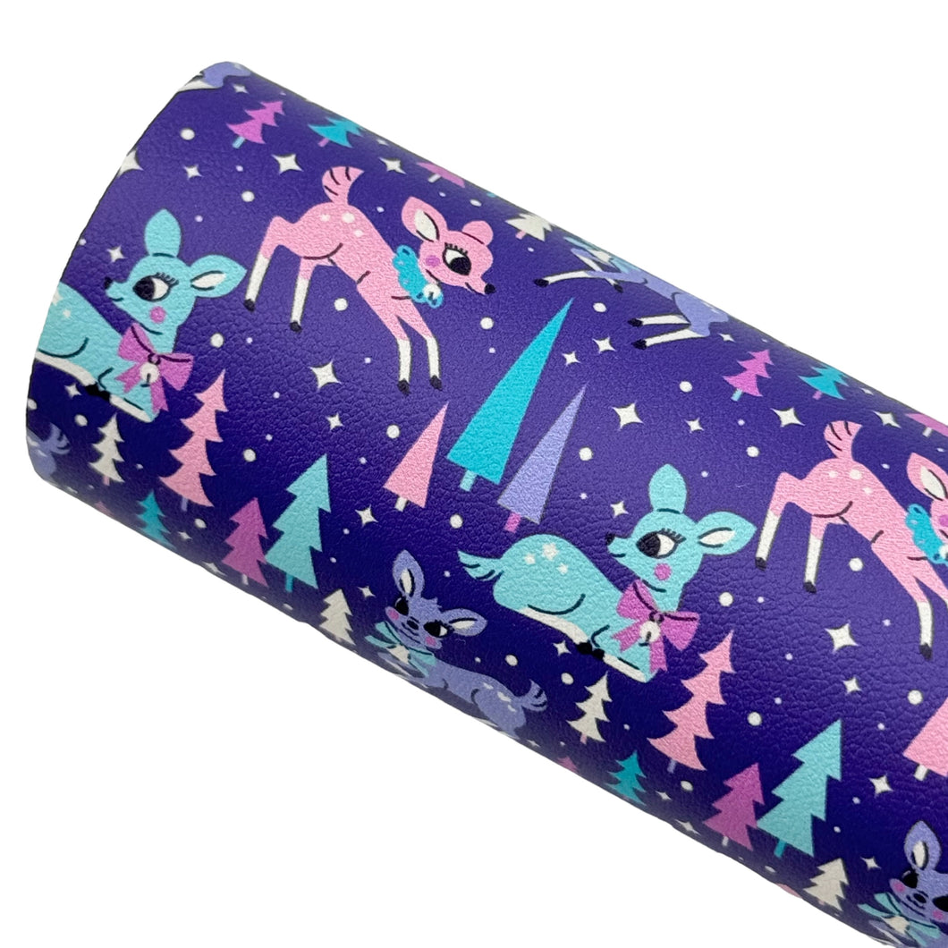 PURPLE RETRO REINDEER - Custom Printed Smooth Faux Leather