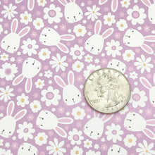 Load image into Gallery viewer, FLORAL BUNNIES - Custom Printed Smooth Faux Leather

