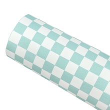 Load image into Gallery viewer, MINT CHECKERBOARD CHIC - Custom Printed Smooth Faux Leather
