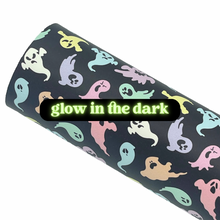 Load image into Gallery viewer, GLOW IN THE DARK SPOOKTACULAR GHOSTS - Custom Printed Glow Faux Leather
