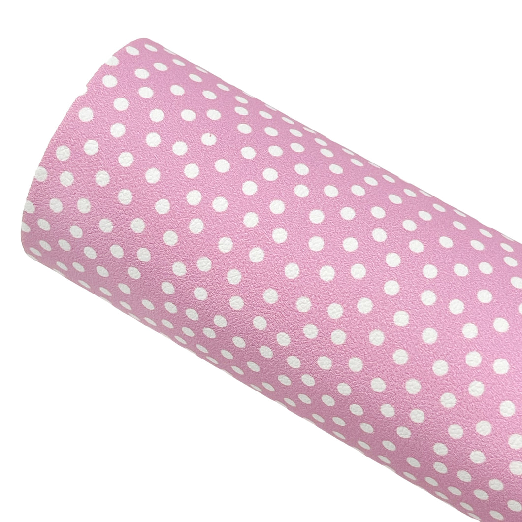 PINK DITSY DOTS - Custom Printed Smooth Faux Leather