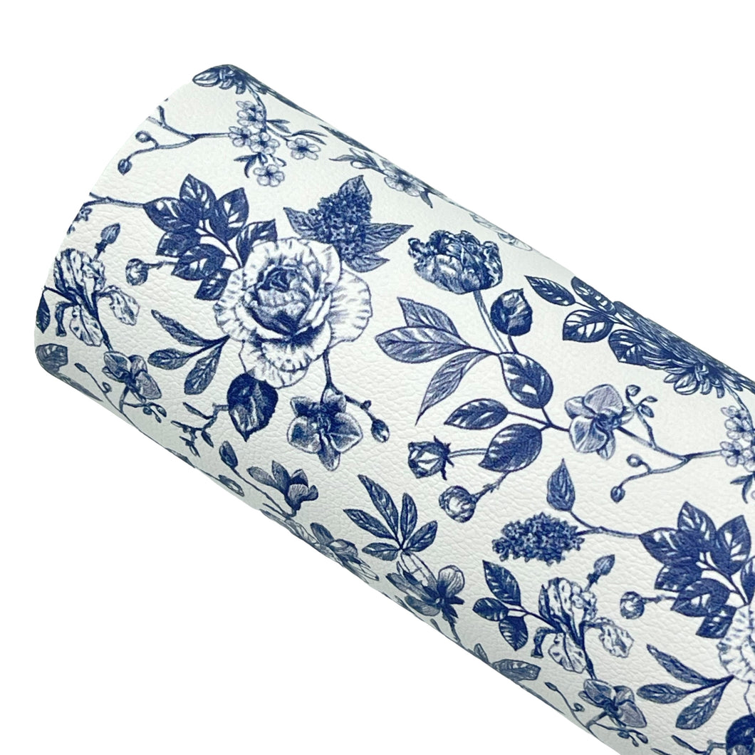 SAPPHIRE TOILE - Custom Printed Smooth Faux Leather