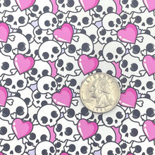 Load image into Gallery viewer, SKULLS &amp; HEARTS - Custom Printed Smooth Faux Leather
