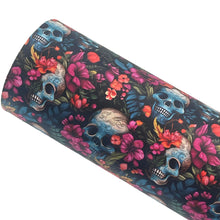 Load image into Gallery viewer, GARDEN SKULLS - Custom Printed Smooth Faux Leather
