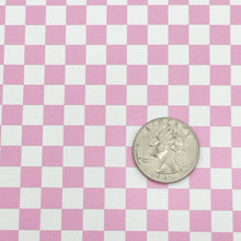 Load image into Gallery viewer, PINK CHECKERBOARD CHIC - Custom Printed Smooth Faux Leather
