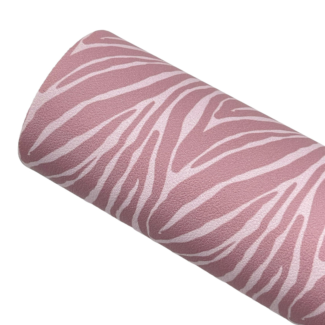 NEUTRAL ZEBRA STRIPES - Custom Printed Smooth Faux Leather