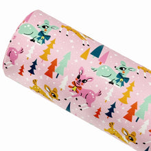 Load image into Gallery viewer, PINK RETRO REINDEER - Custom Printed Smooth Faux Leather
