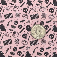 Load image into Gallery viewer, GLOW IN THE DARK PINK HALLOWEEN - Custom Printed Glow Faux Leather
