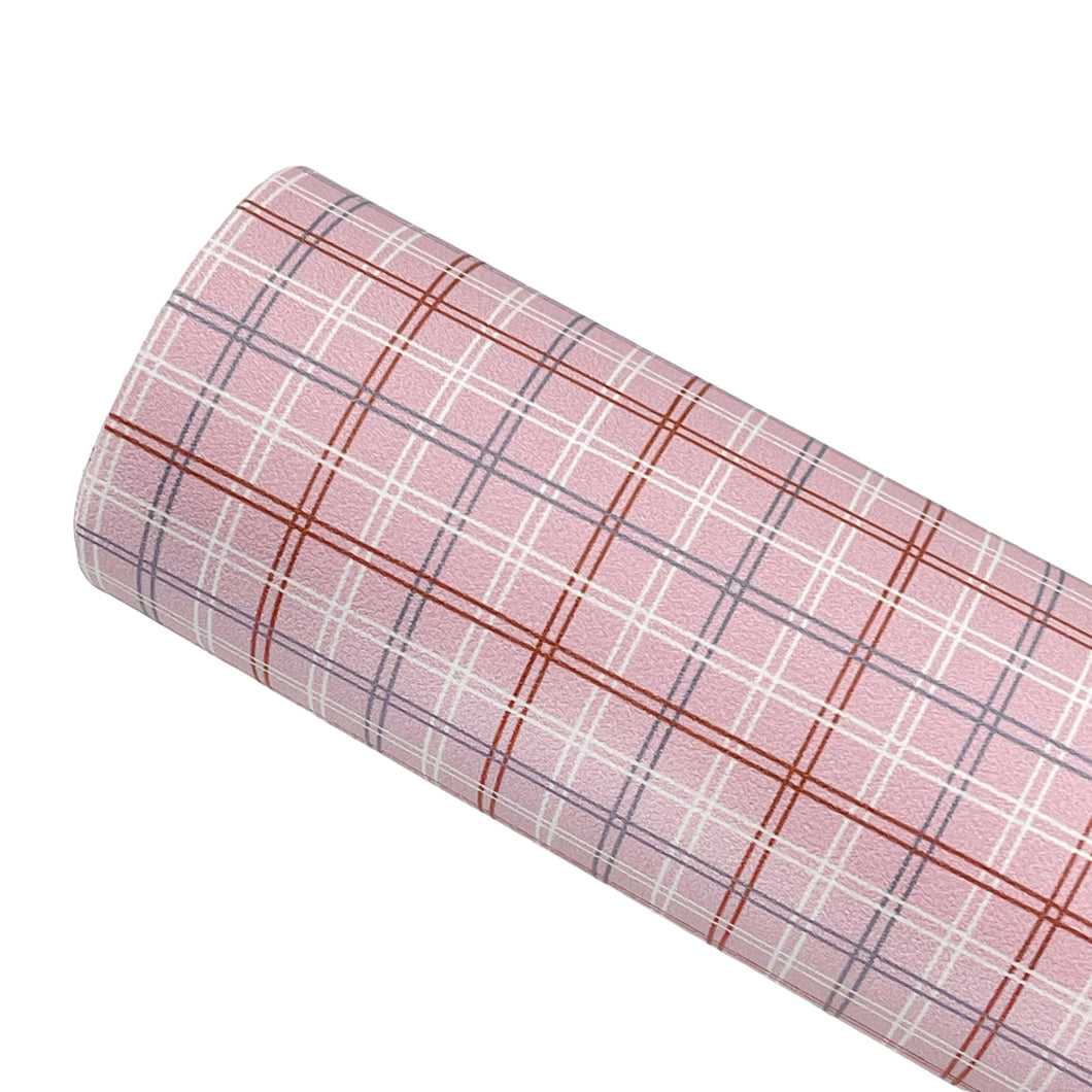 PINK FALL PLAID - Custom Printed Smooth Faux Leather