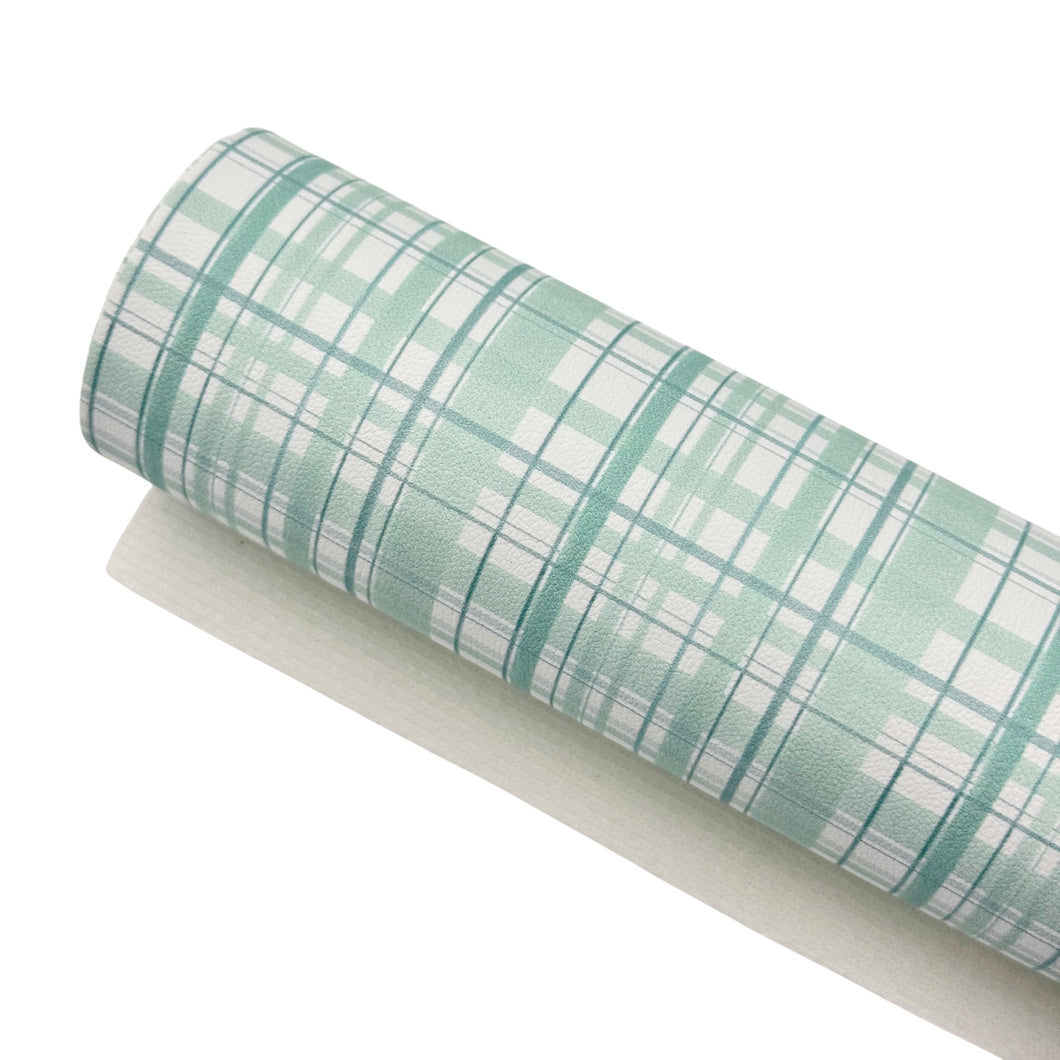 SAGE PLAID - Custom Printed Smooth Faux Leather