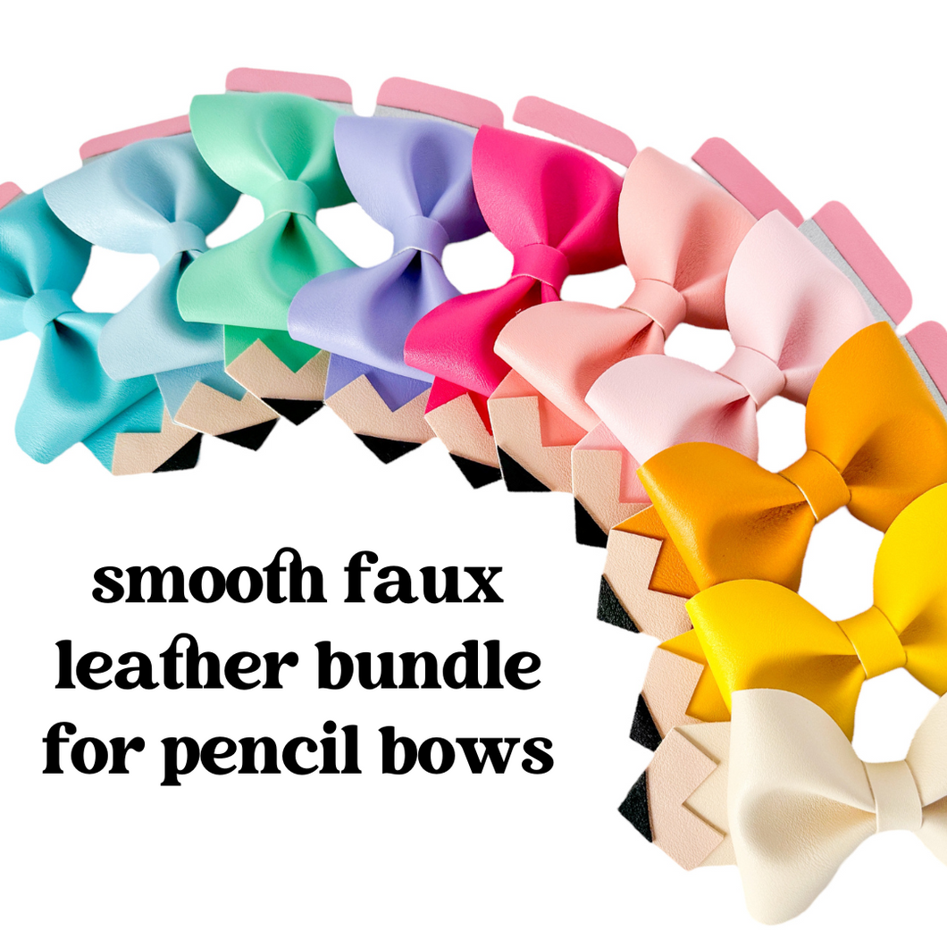 SMOOTH FAUX LEATHER PENCIL BOW BUNDLE