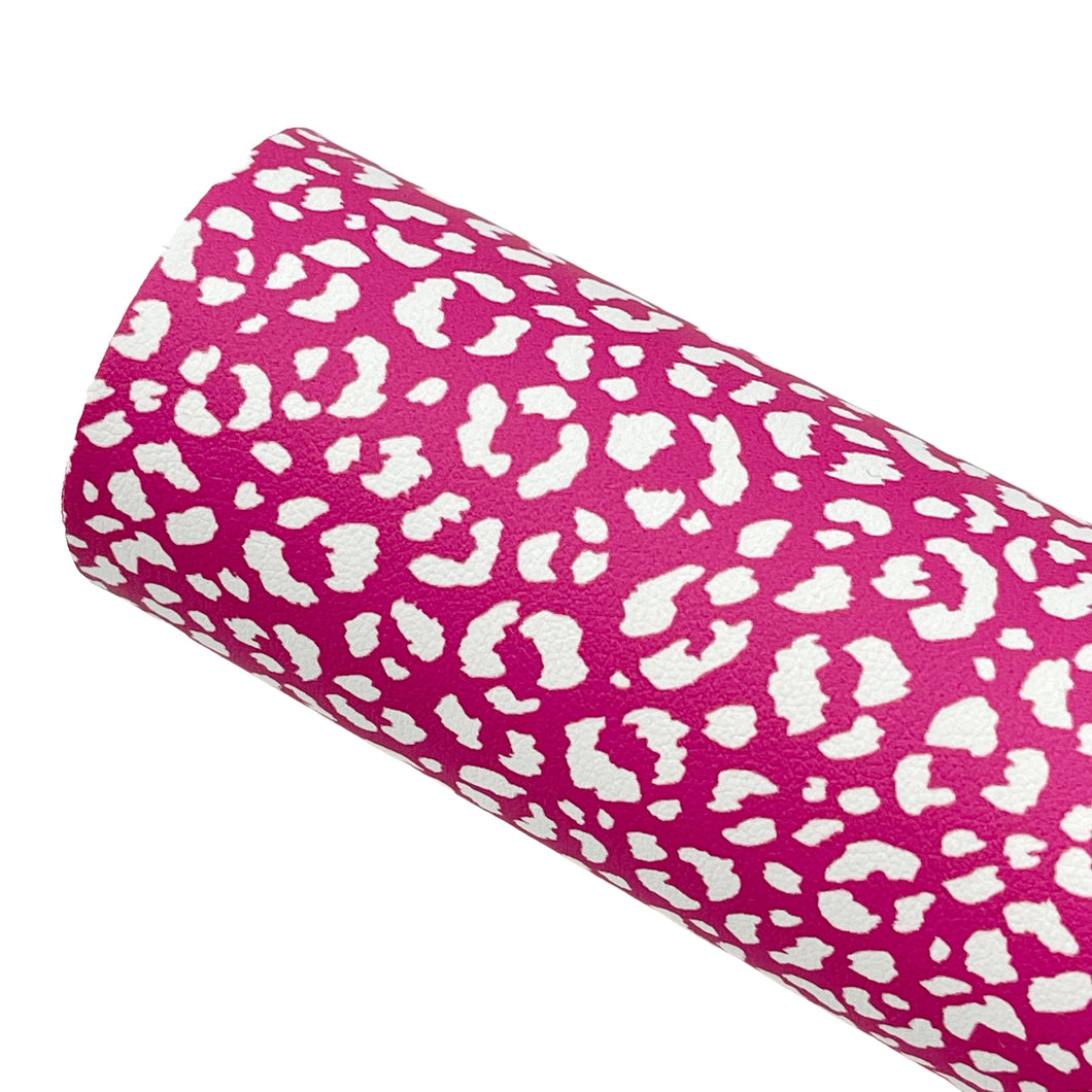 FUCHSIA LUXE LEOPARD - Custom Printed Smooth Faux Leather