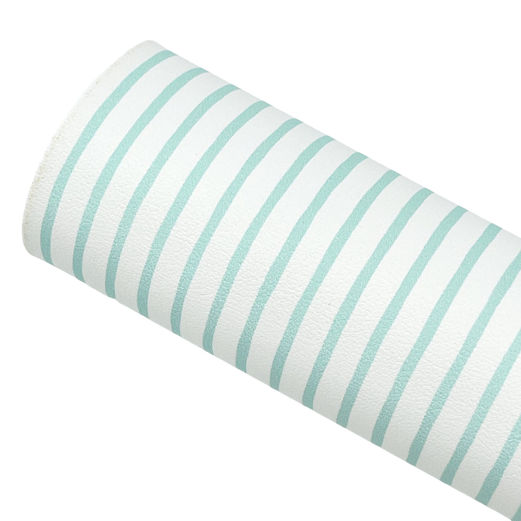 MINT STELLAR STRIPES - Custom Printed Smooth Faux Leather