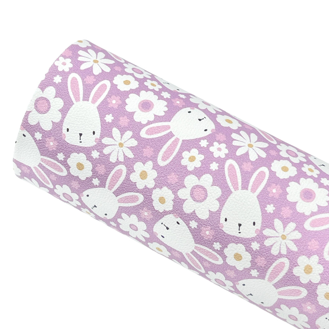 FLORAL BUNNIES - Custom Printed Smooth Faux Leather
