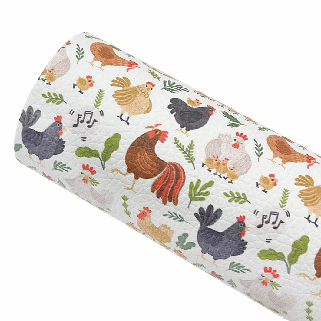 CHICKENS - Custom Printed Faux Leather