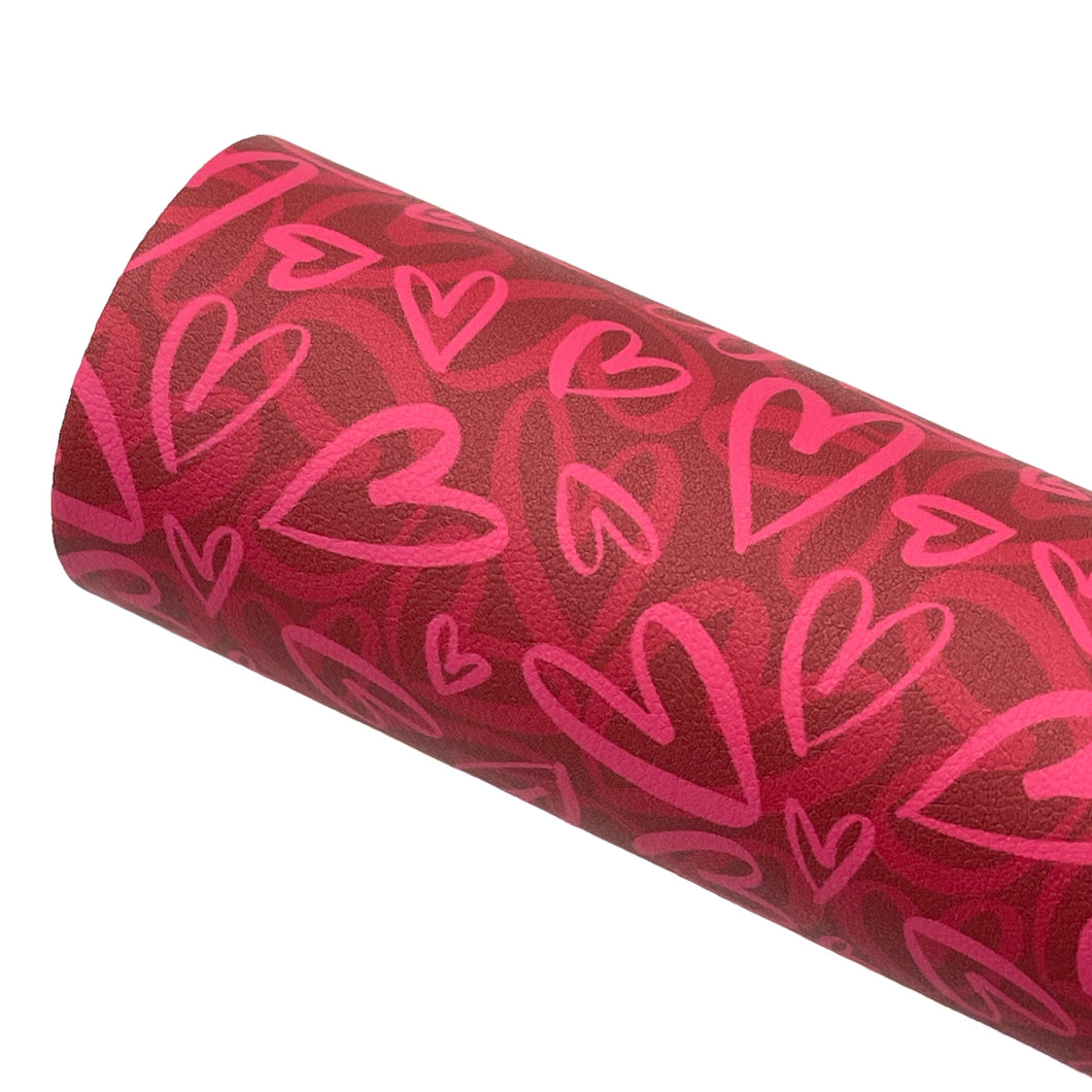 RED HOT HEARTS - Custom Printed Smooth Faux Leather
