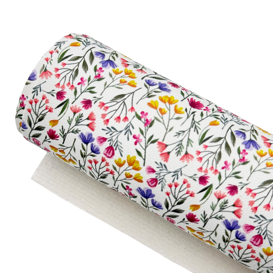 LINDEN FLORAL - Custom Printed Smooth Faux Leather