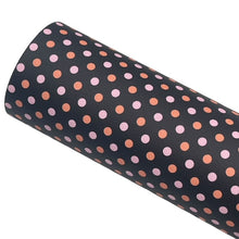 Load image into Gallery viewer, ORANGE &amp; PINK DOTS - Custom Printed Smooth Faux Leather
