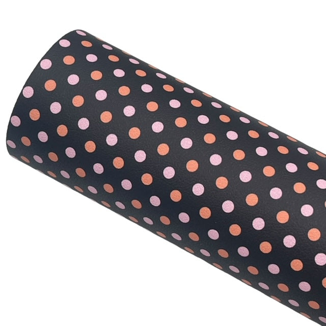 ORANGE & PINK DOTS - Custom Printed Smooth Faux Leather