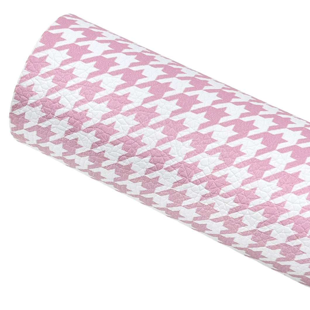 PINK HOUNDSTOOTH - Custom Printed Faux Leather