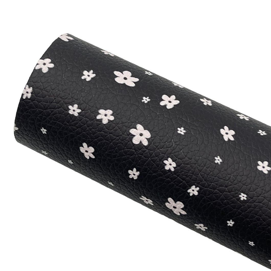 BLACK BLOSSOMS - Custom Printed Faux Leather