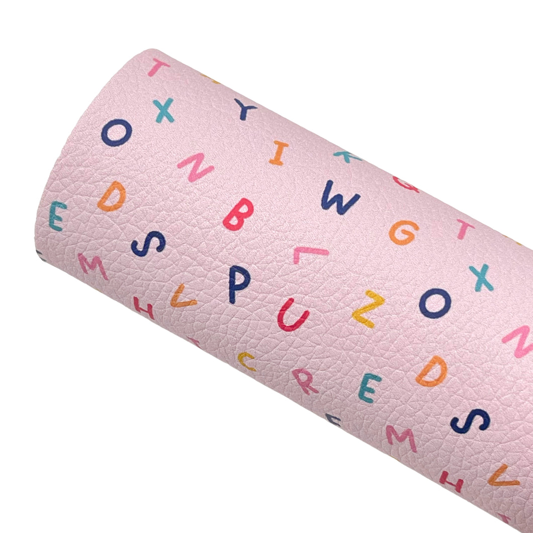 PINK ALPHABET - Custom Printed Faux Leather