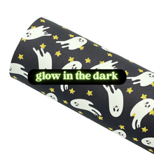 Load image into Gallery viewer, GLOW IN THE DARK GHOULISH GHOSTS - Custom Printed Glow Faux Leather

