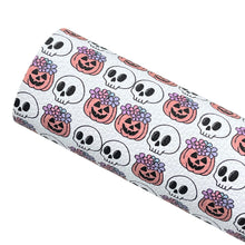 Load image into Gallery viewer, PUMPKINS &amp; SKULLS - Custom Printed Faux Leather
