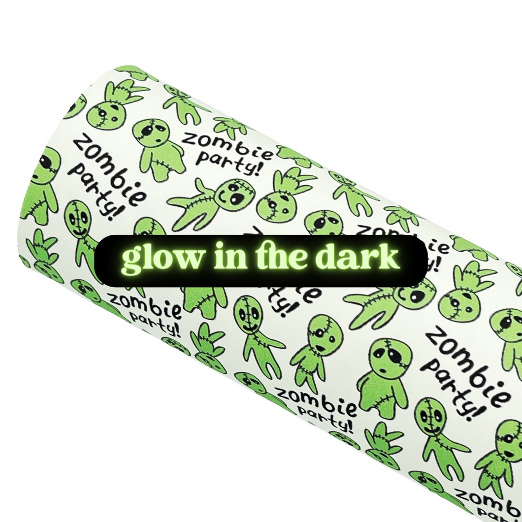 GLOW IN THE DARK ZOMBIE PARTY - Custom Printed Glow Faux Leather