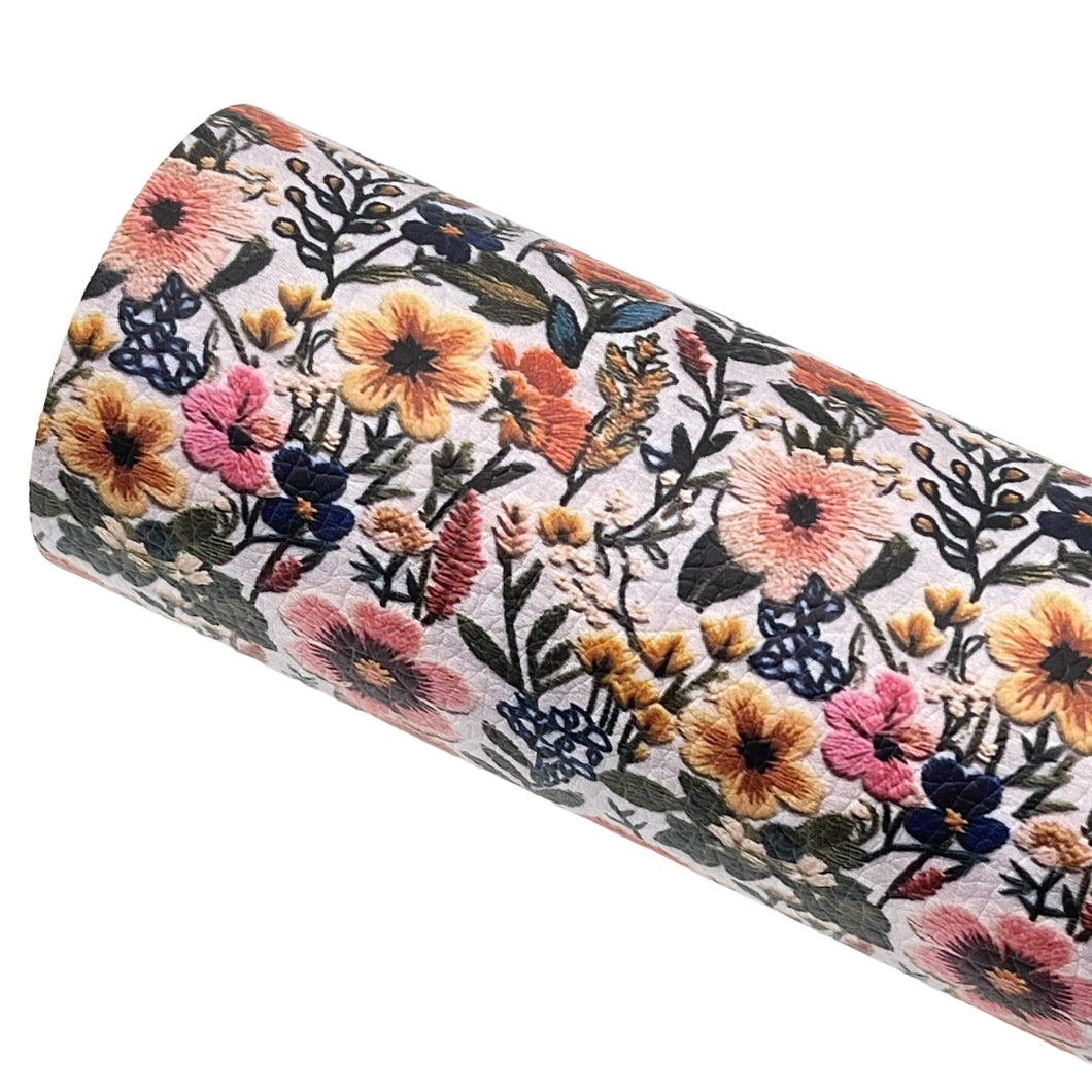 FLORAL EMBROIDERY - Custom Printed Faux Leather