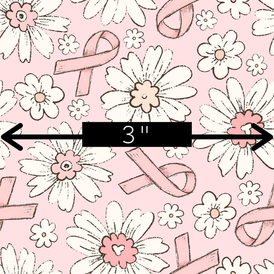 PINK RIBBONS & DAISIES - Custom Printed Fabric