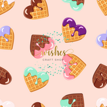 Load image into Gallery viewer, HEART WAFFLE CONES - Custom Printed Fabric
