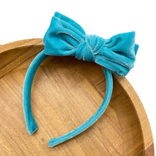 Load image into Gallery viewer, TURQUOISE VELVET - Bow Headband
