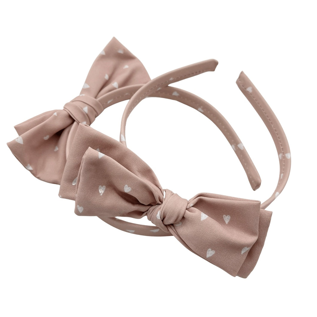 MOCHA HEARTS - Printed Bow Headband